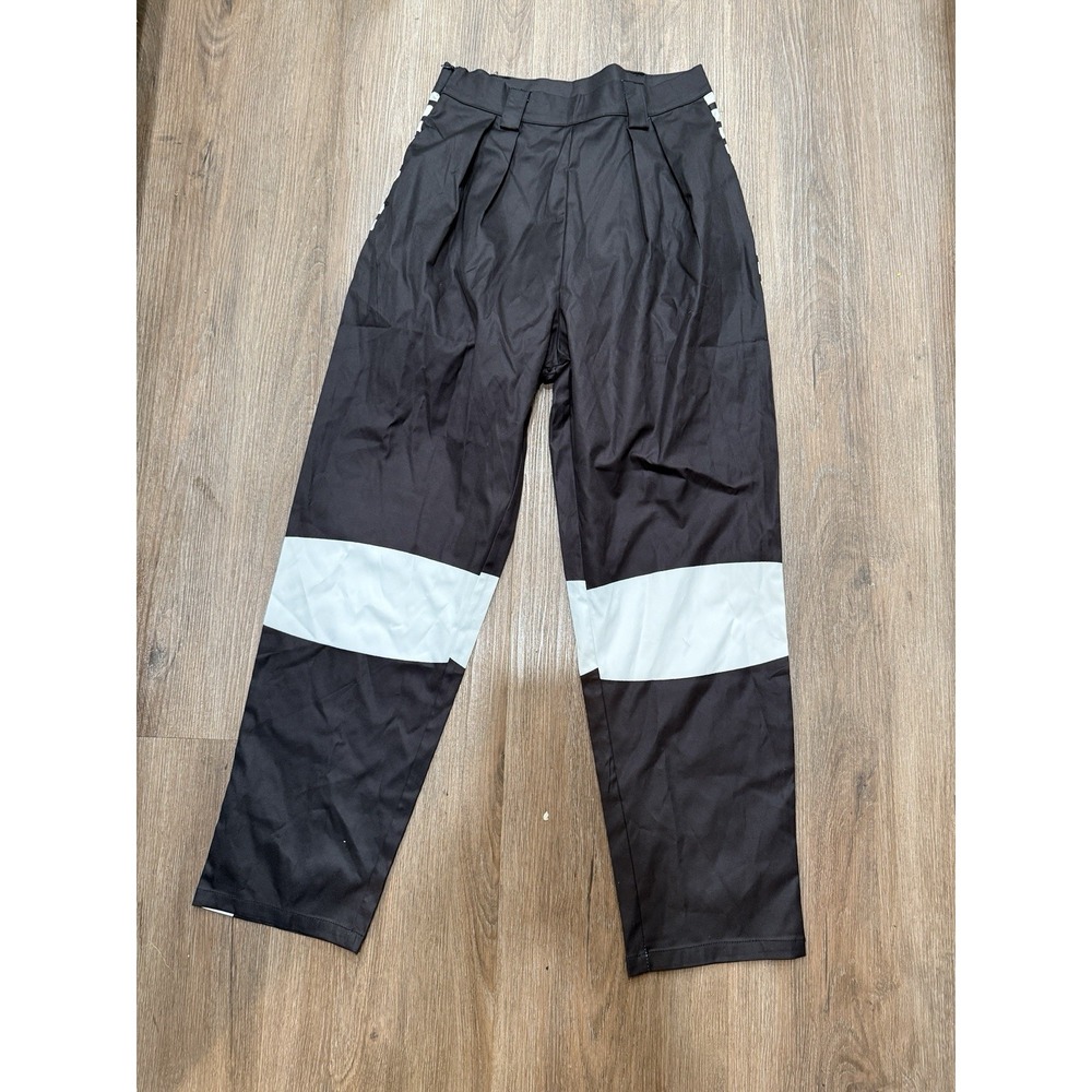 Uoozee Pants Womens Medium Black White Striped Straight Leg NEW